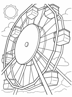 Coloring page Ferris wheel opened in summer